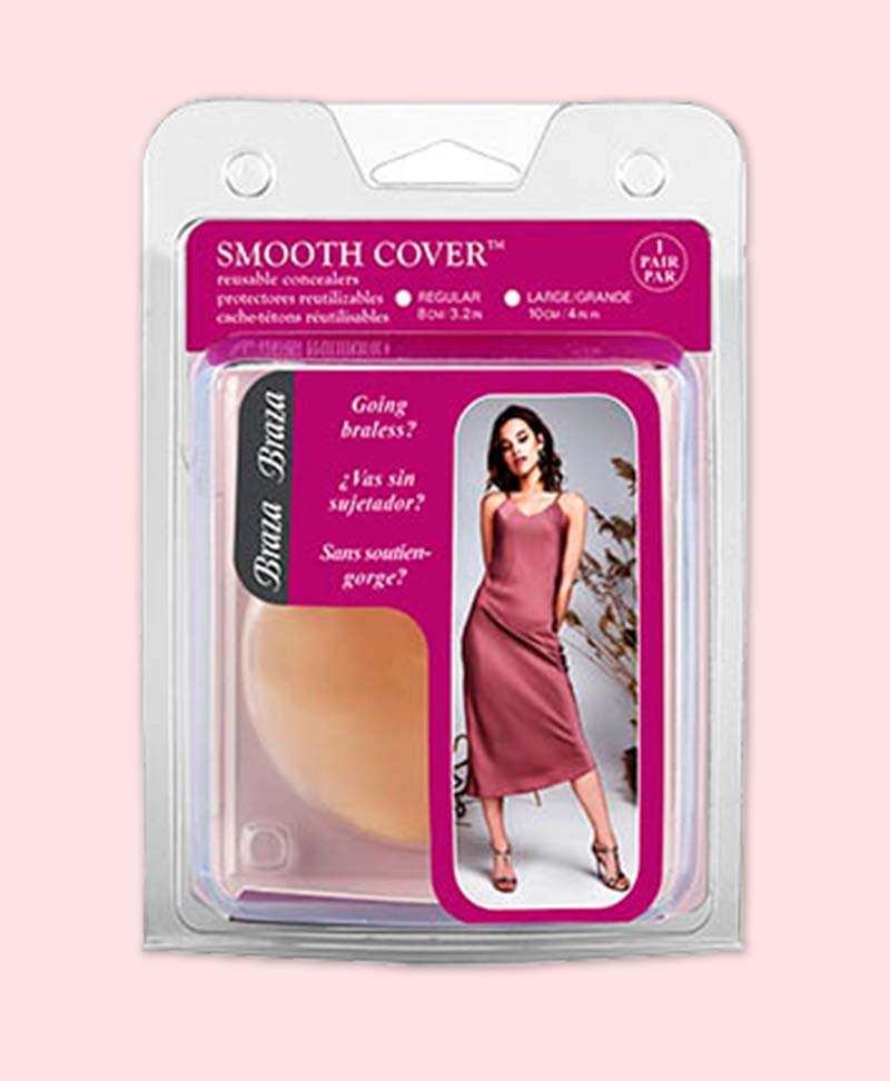 Smooth cover nipple covers packaging on a pink background
