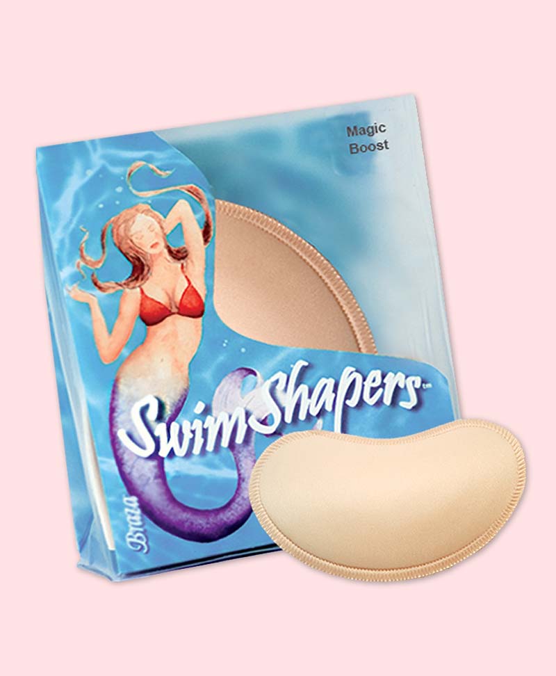 Swim shapers product packaging with a single swim shaper placed in front of package