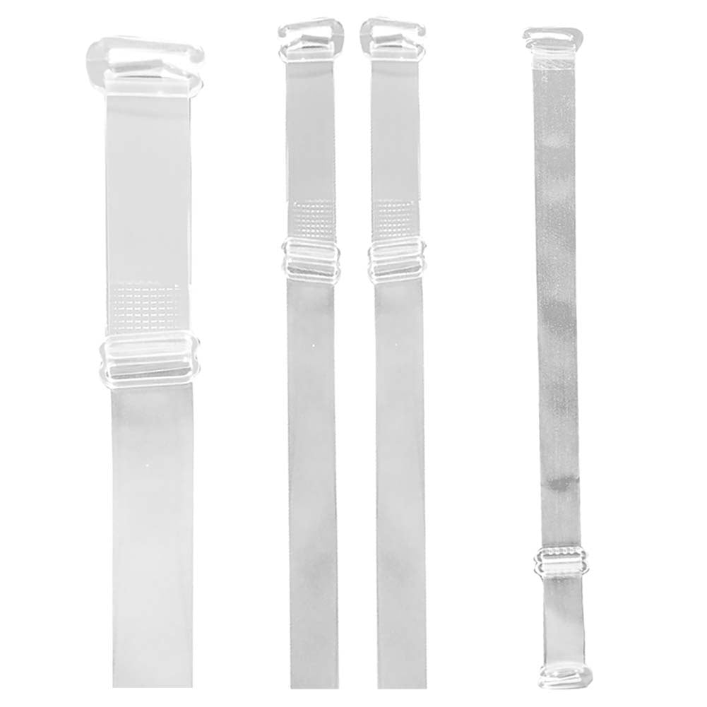 Clear straps on a white background.
