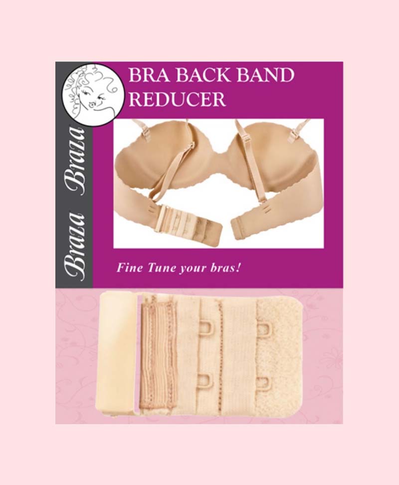 Bra Back band reducer packaging on a pink background